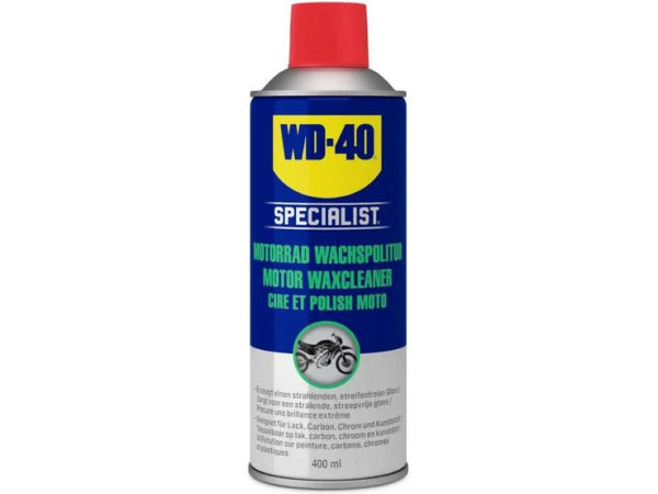 WD-40 body care spec. Motorbike wax politure spray can