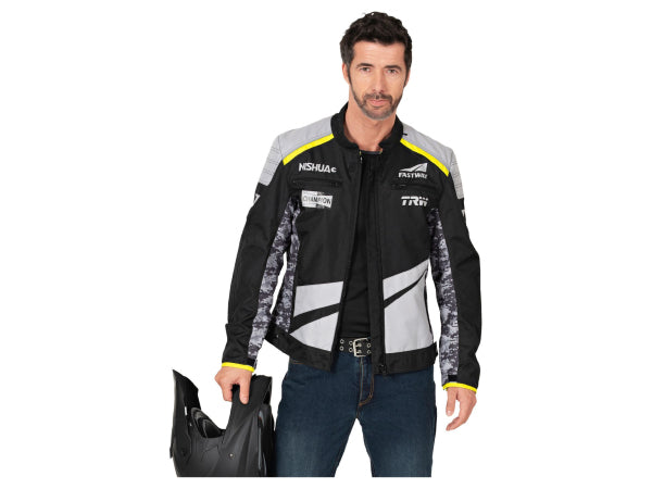 Fastway motorcycle clothing team jacket, size XL Schw/Grau/Camo/Lime